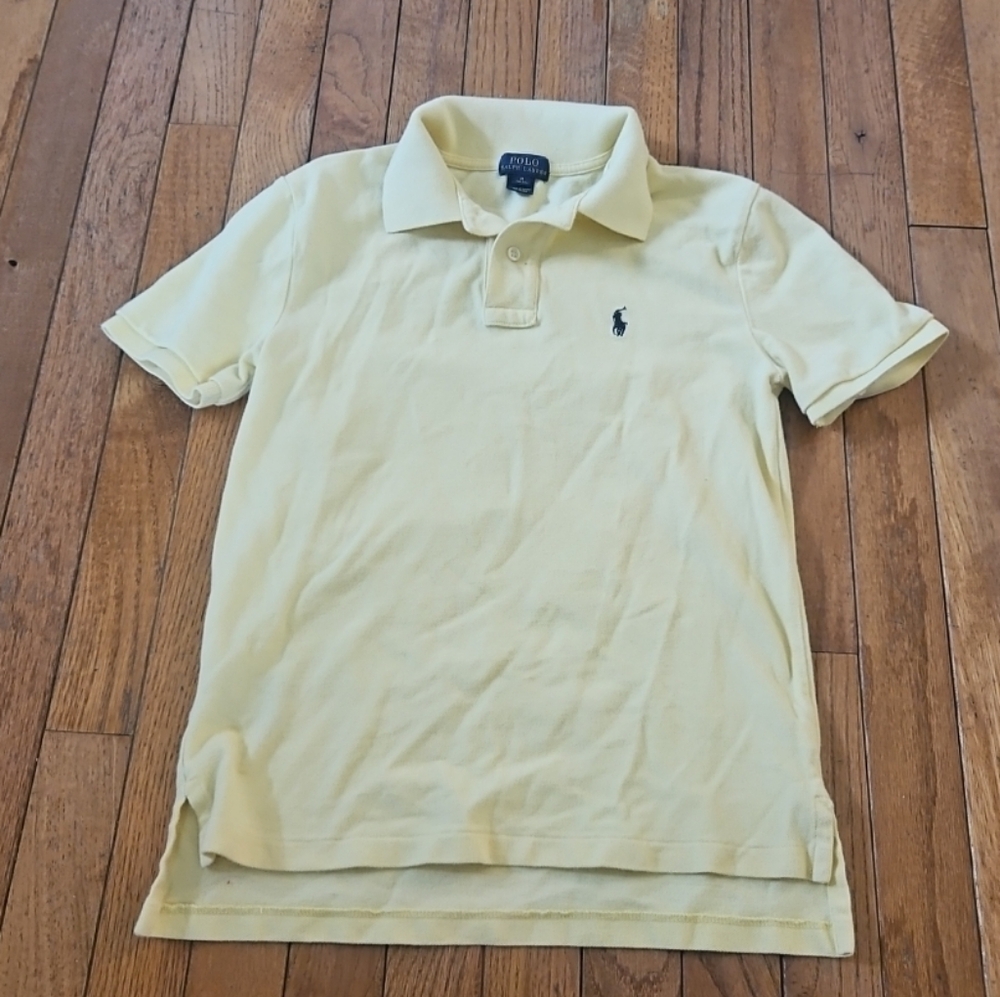 Ralph Lauren Shirt Boys Medium Yellow Cotton Short Sleeve Casual Golf Polo
